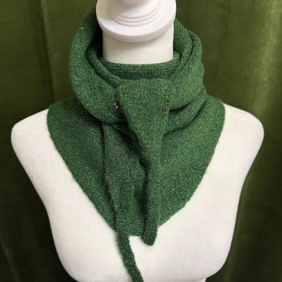 Soft Green Sparkly Knit Shawl Wrap Scarf - Picture 1 of 4